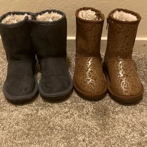 Harper Canyon Plush Lined Boots - Grey and Tan with Leopard Print